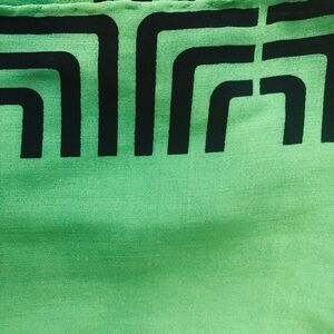Green and Black Patterned Silk Scarf Square
